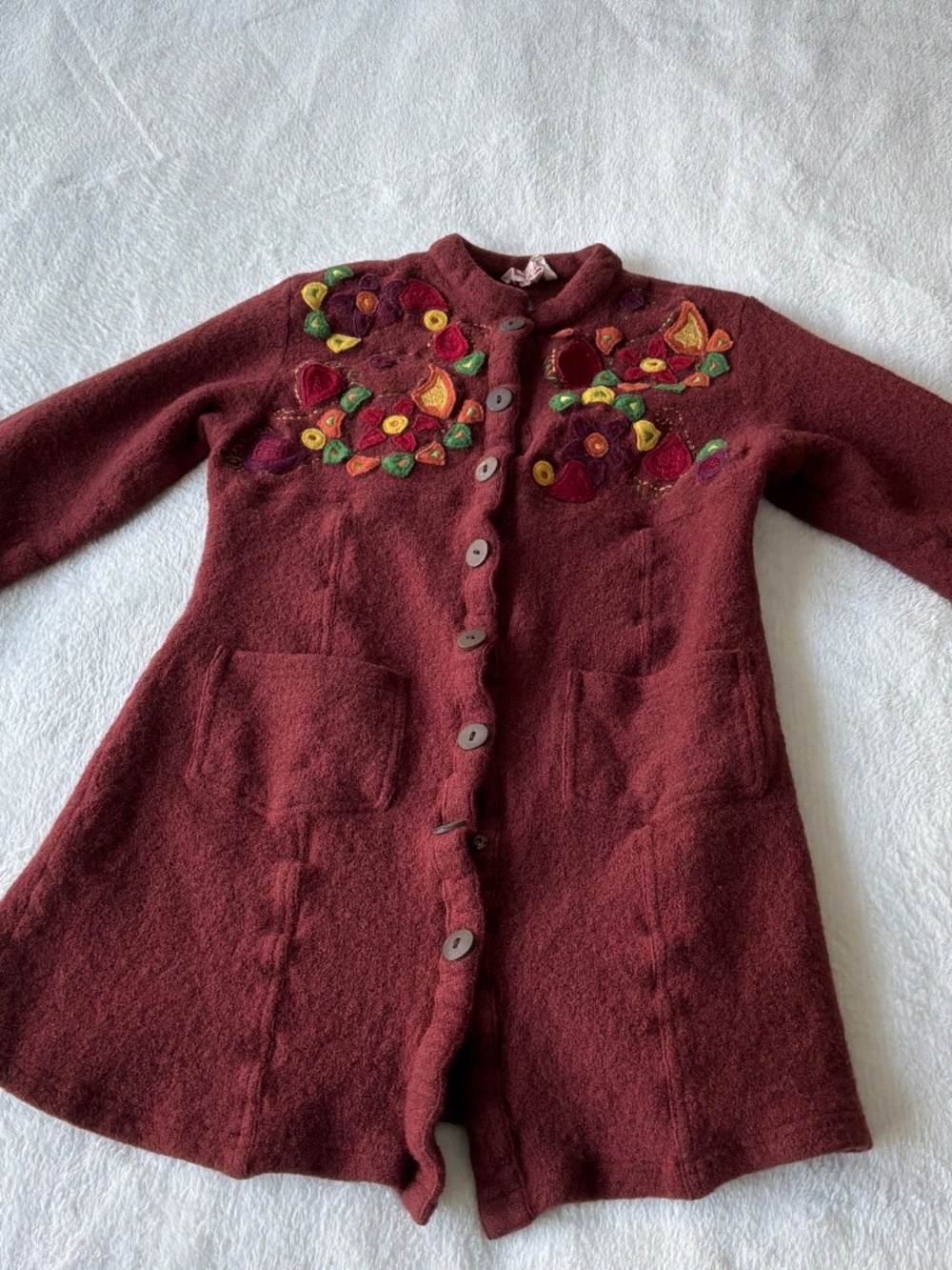 Vintage April Cornell Boiled Wool Embroidered Jacket M - Fits like a Small